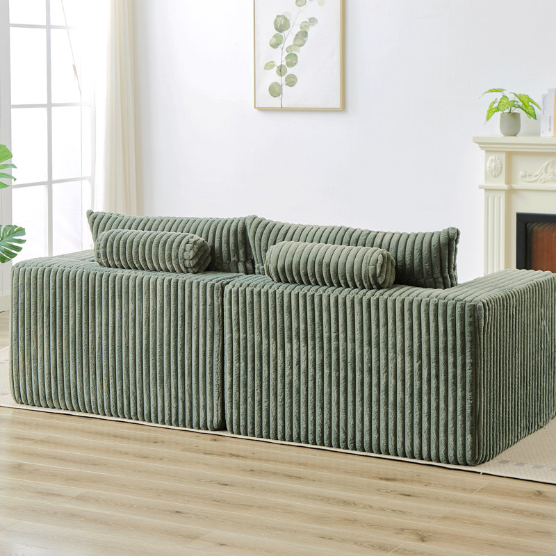 Méridienne modulaire surdimensionnée de 87 po, sans assemblage requis, causeuse en peluche avec deux repose-pieds amovibles et fauteuil moelleux pour la chambre à coucher du salon intérieur