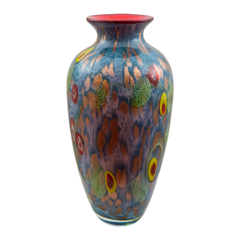 Tesoro Multicolor Hand Blown Art Glass Floor Vase