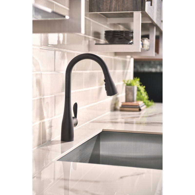 Robinet de cuisine rétractable à poignée unique avec fonctions Power Boost et Reflex de Moen Arbor, Noir mat