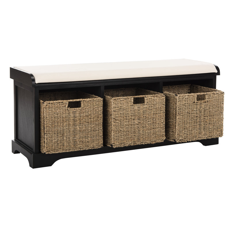 Painswick Canvas Upholstered Storage Bench, Black