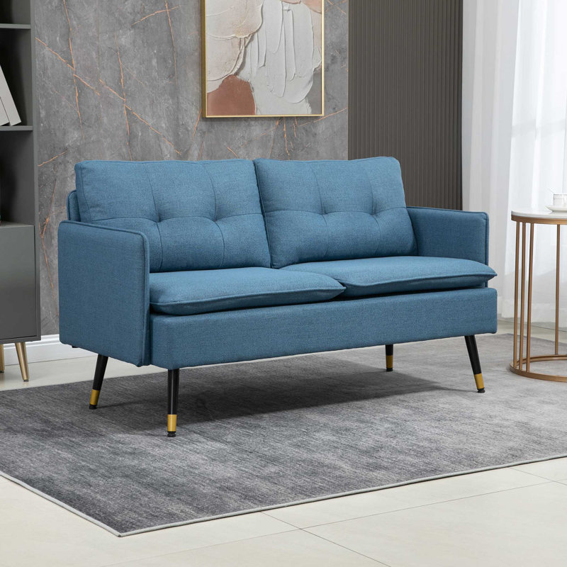 Mitsi Upholstered 54.7'' Sofa, Loveseat, Dark Blue