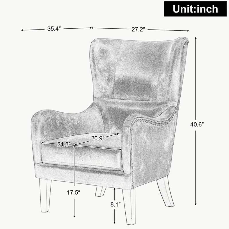 Adetola 27" Wide Polyester Wingback Chair, Brown