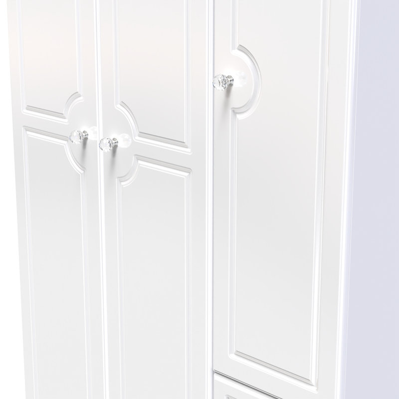 Conover Tall Triple Small Drawer Wardrobe, White Gloss/White