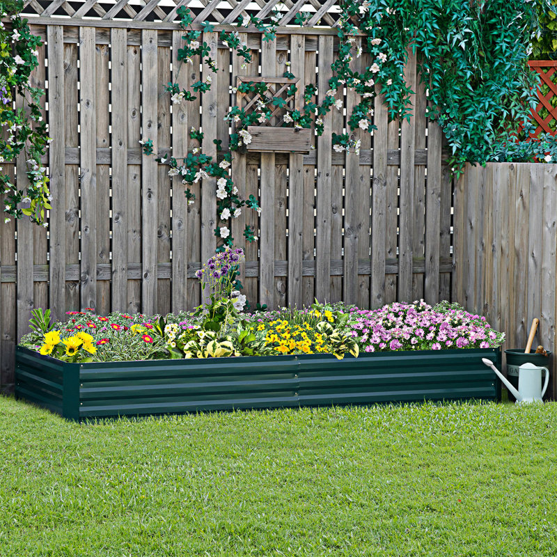 Lit de jardin surélevé en métal, Vert