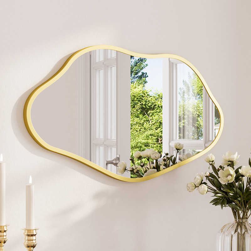 Aluminium Irregular Mirror, Black, 40.6cm x 71.1cm