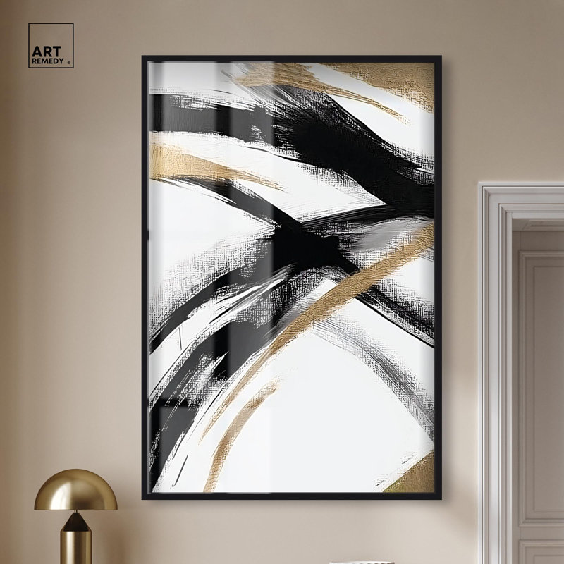 Décoration murale Midas Arc Waves Shadowbox par Art Remedy, cadre noir, 37 x 55, H 55 po x l 37 po, Structure noire