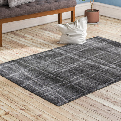 Tapis gris tissé à la machine Plaid