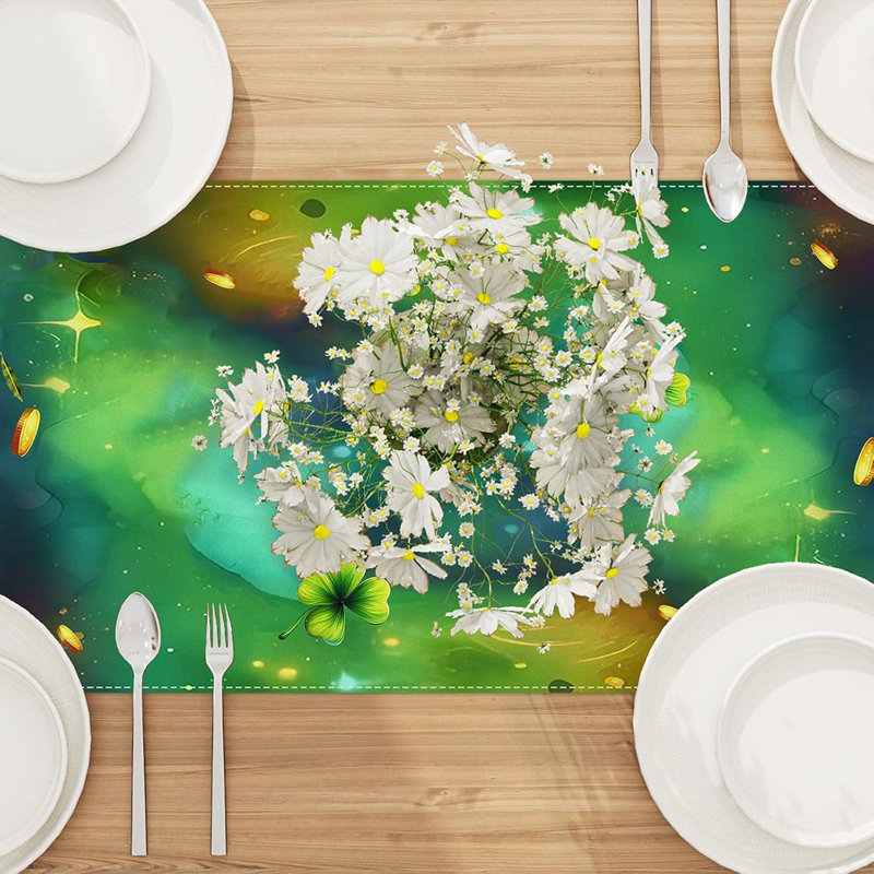 Chemin de table Lucky Shamrock, décorations irlandaises de lutin de la Saint-Patrick pour la cuisine et la salle à manger