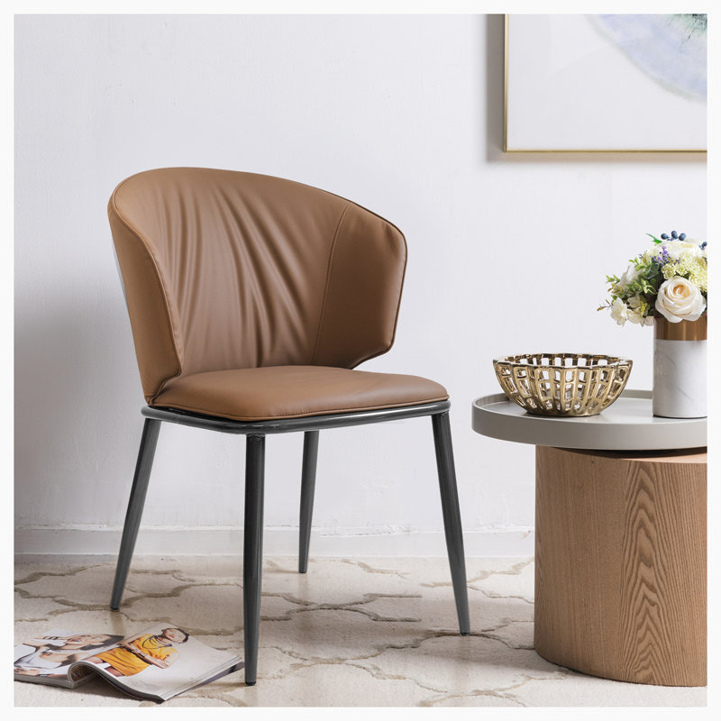 Chaise d'appoint en cuir Keldin, Similicuir brun clair
