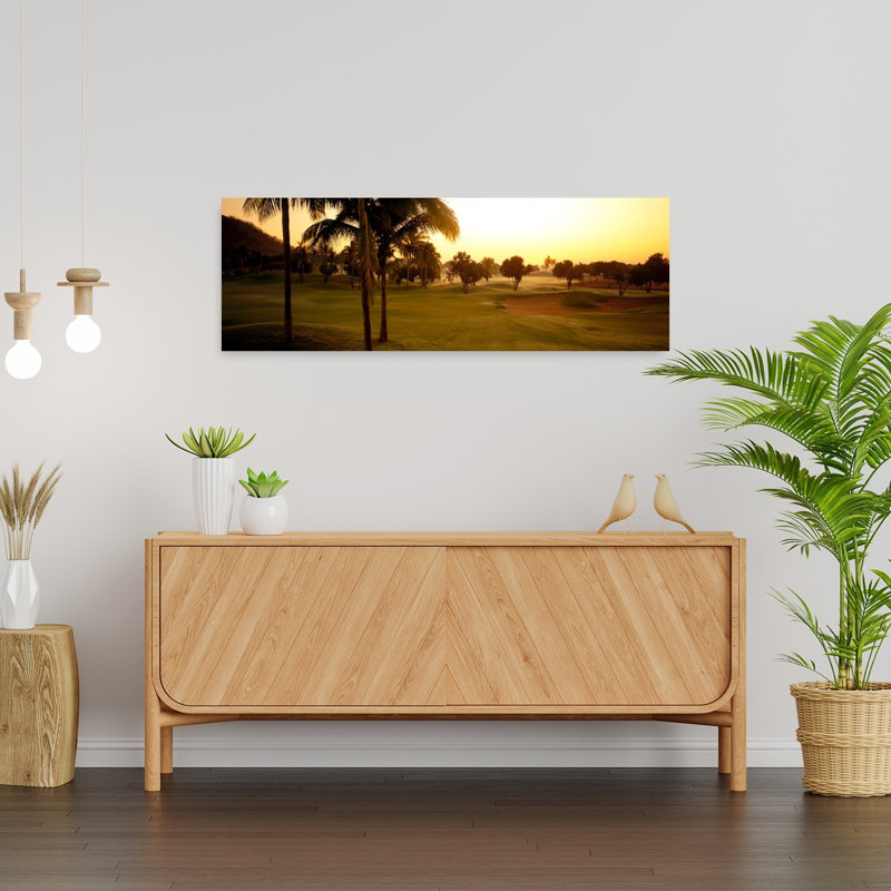 Parcours de golf au coucher du soleil, Isla Navidad, Mexique, H 12 po x l 36 po