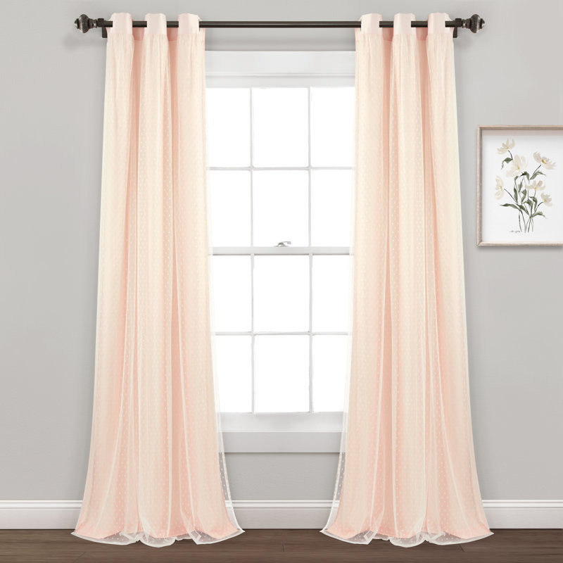 Polka Dot Sheer Sheer Curtain Pair, Pink