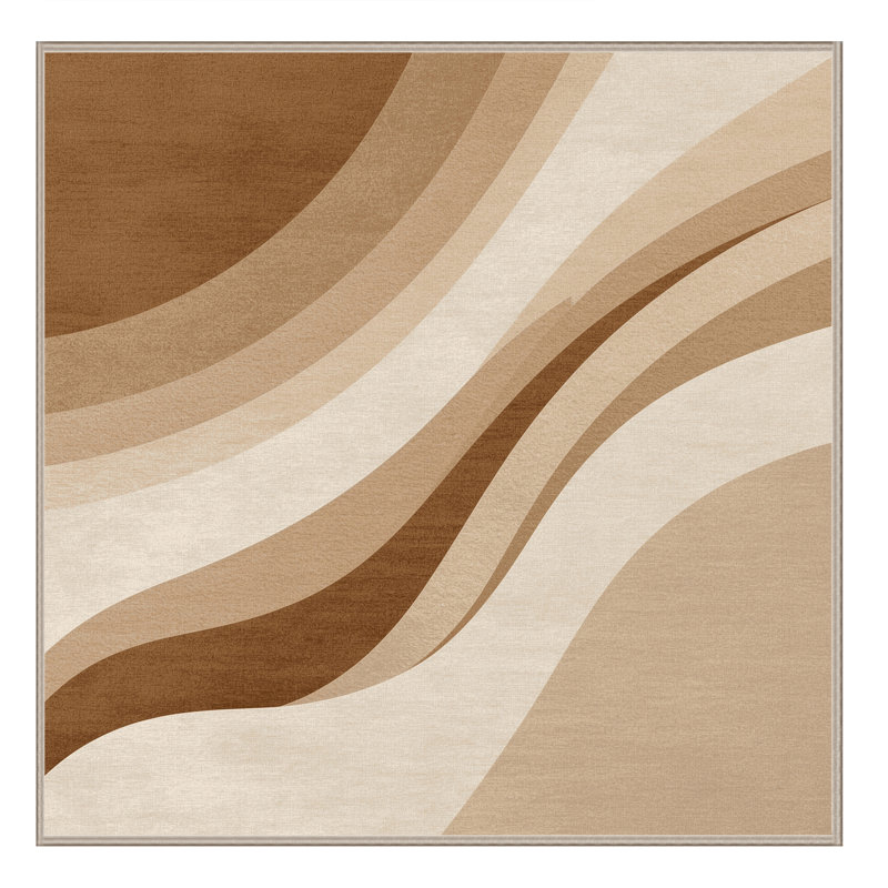 Machine Washable Wynsum Contemporary Ombre Rug in Brown – Beige Binding, 7' Square