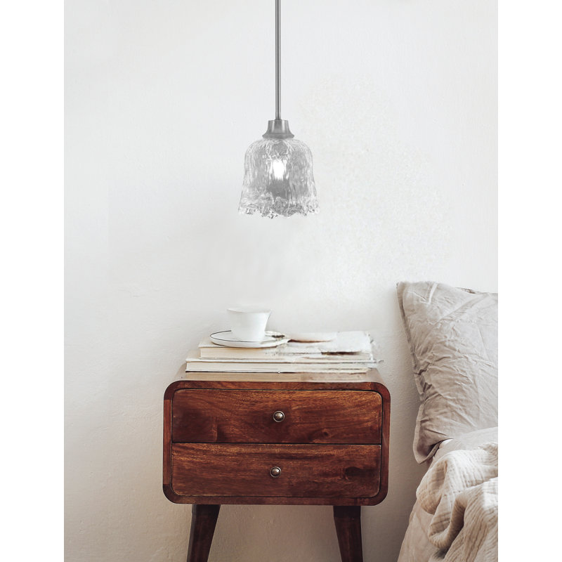 Luminaire suspendu suspendu au fini graphite avec verre de lave transparent de 7 po, Transparent, Clear, Graphite