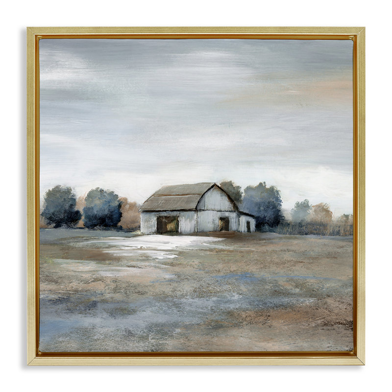 Art mural sur toile flottante Countrange Barn Neutral Tones, Cadre flottant métallique doré, H 25 po x l 25 po