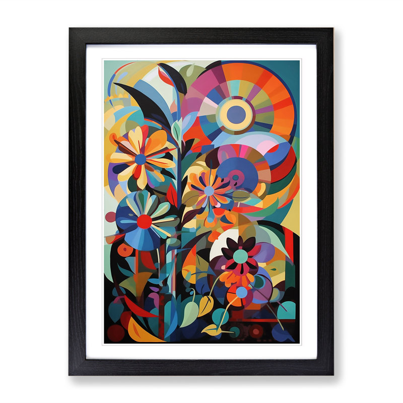 Constructivism Flowers Vol.4 1 Piece Single Picture Frame Wall Art, 46cm H x 34cm W, Oak Framed