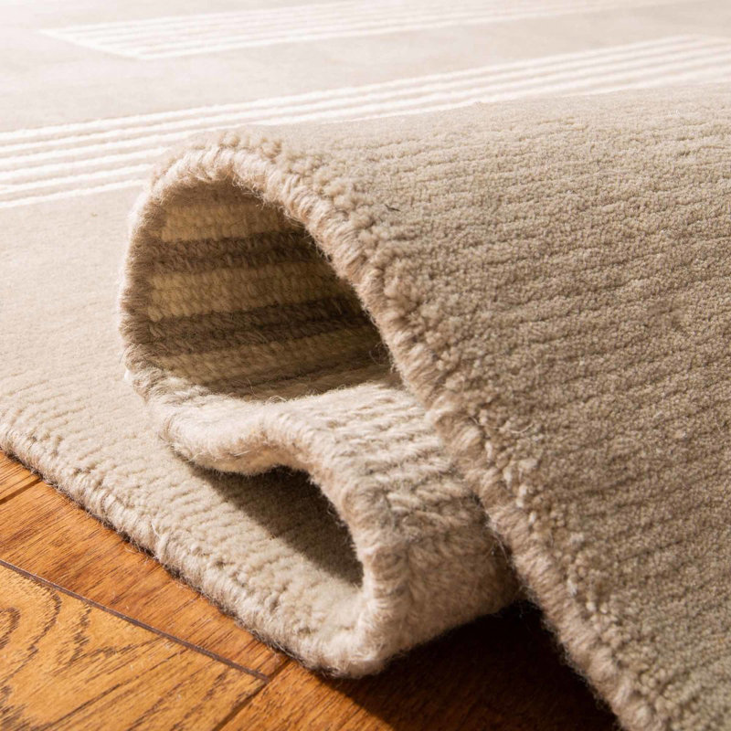 Bently Wool Striped Area Rug in Fawn/Beige, Rectangle 4' x 6'