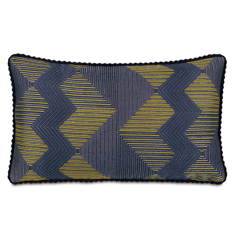 Navy Blue and Gold Geometric Lumbar Pillow with Insert