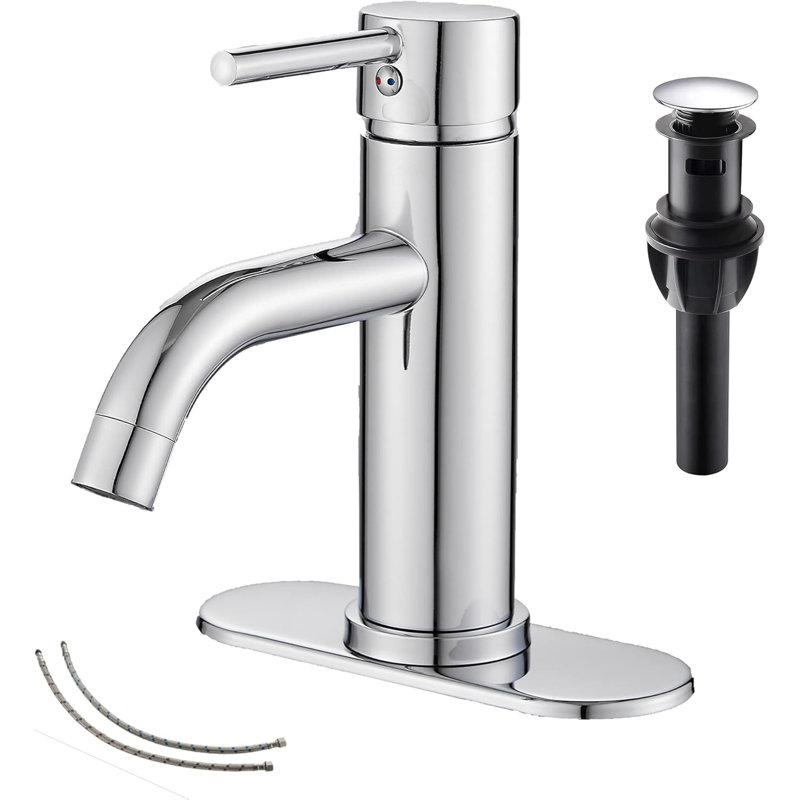 Single-handle Bathroom Faucet with Drain Assembly, Chrome