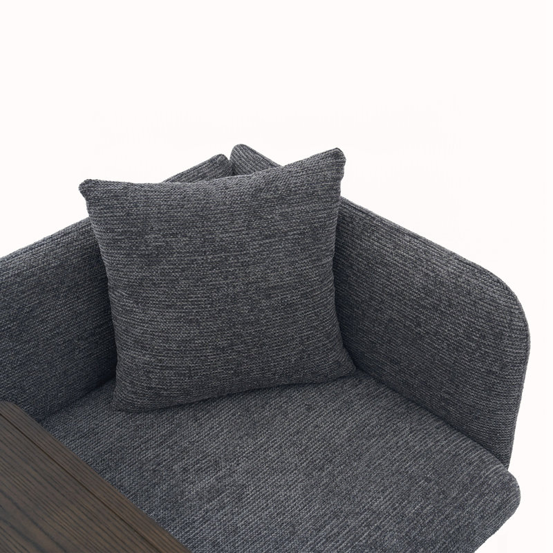 Fauteuil de détente Lounge avec petite table et coussin de dossier, Gris foncé