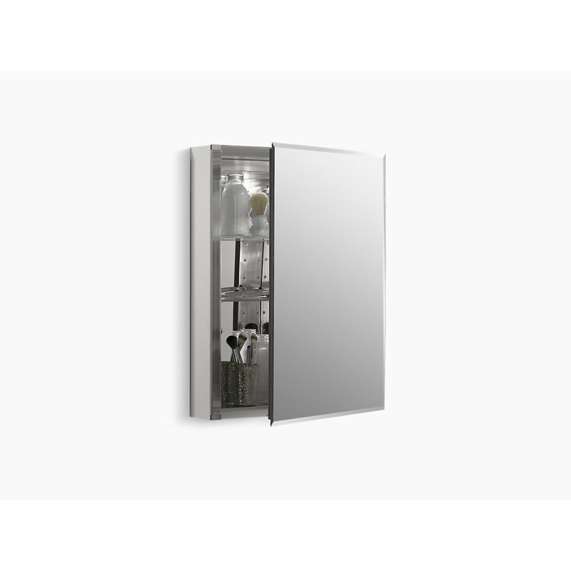 CLC Recessed or Surface Mount Frameless Aluminum Medicine Cabinet Adjustable Shelves, 26" H x 20" W x 4.81" D