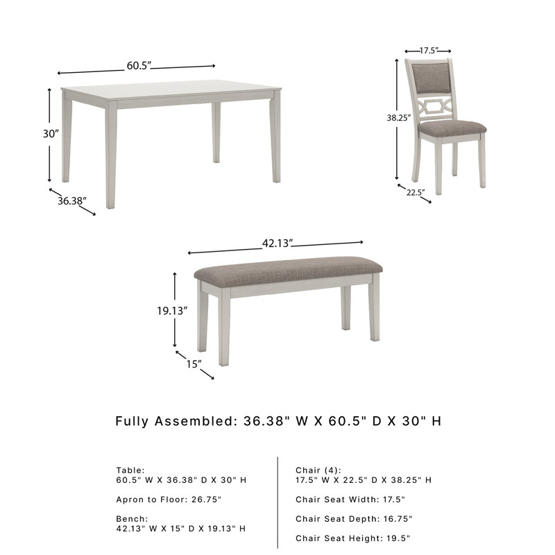 Damonee Dining Table And 4 Chairs And Bench (Set Of 6)