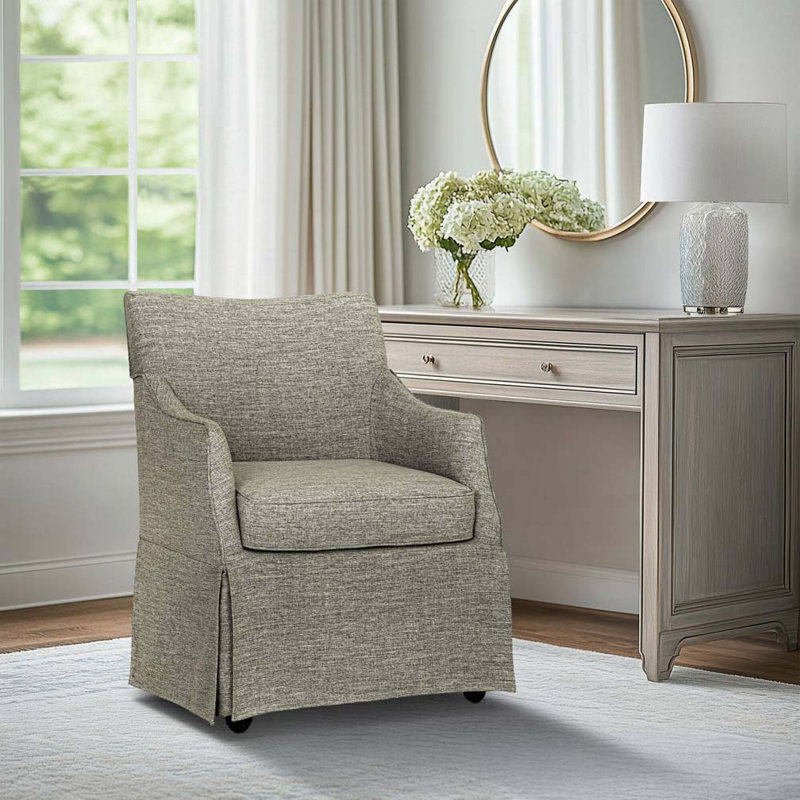 Fauteuil rembourré à jupe avec roulettes cachées, Gris