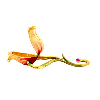Coffret de tulipes allongées, émail peint à la main et cristaux autrichiens