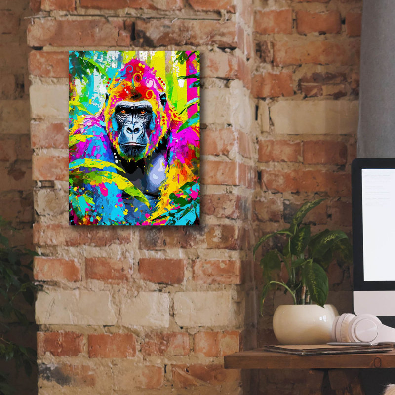 «The Chroma Gorilla» par Dean Russo, art mural sur toile, H 16 po x l 12 po x P 0,75 po