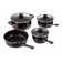 Gibson 7 Piece Carbon Steel Nonstick Pots And Pans Cookware Set With Lids, Black