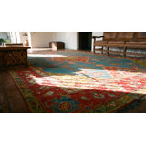 Bold Tribal Antique Light Blue Turkish Hand Knotted Wool Pile Medallion Oushak Rug