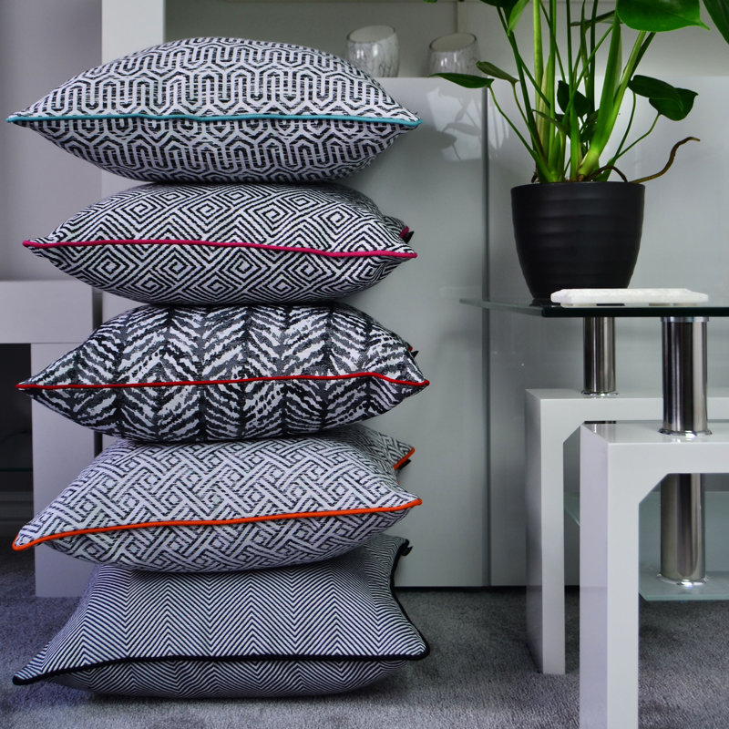 Epichio Geometric Black Rectangular Cushion Cover, 30 x 50cm