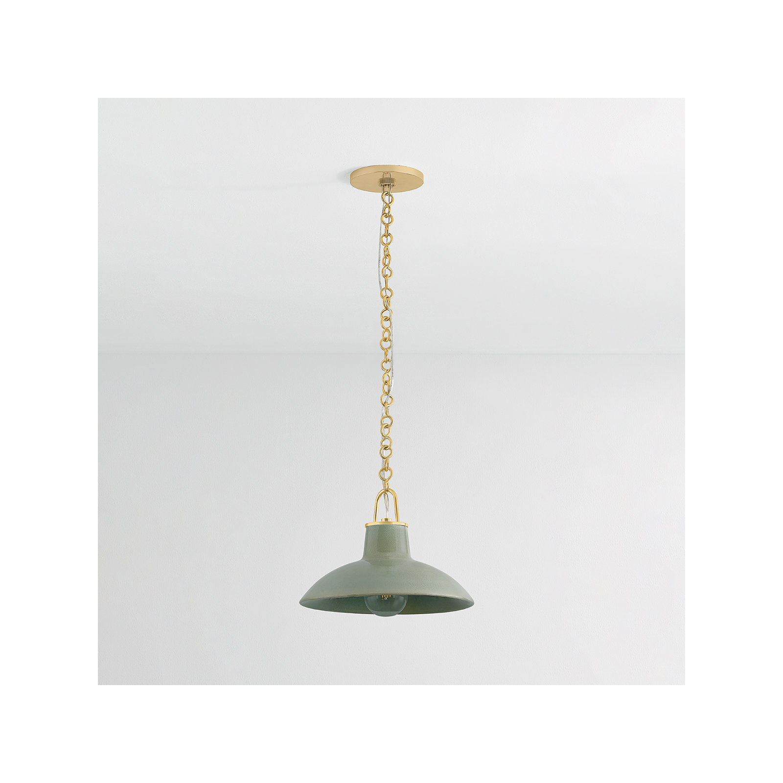 POTTERSVILLE Pendant, Brass, Teal, 10" H x 12.5" W x 12.5" D