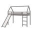 Lit simple mezzanine avec structure de lit en bois avec glissade et toit