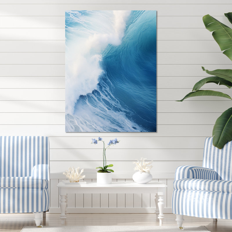 «Blue Wave Blue Wonder I» sur toile, Toile tendue, H 44 po x l 34 po x P 1,5 po