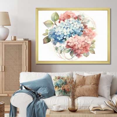 Hortensia rose, vert et fleurs II