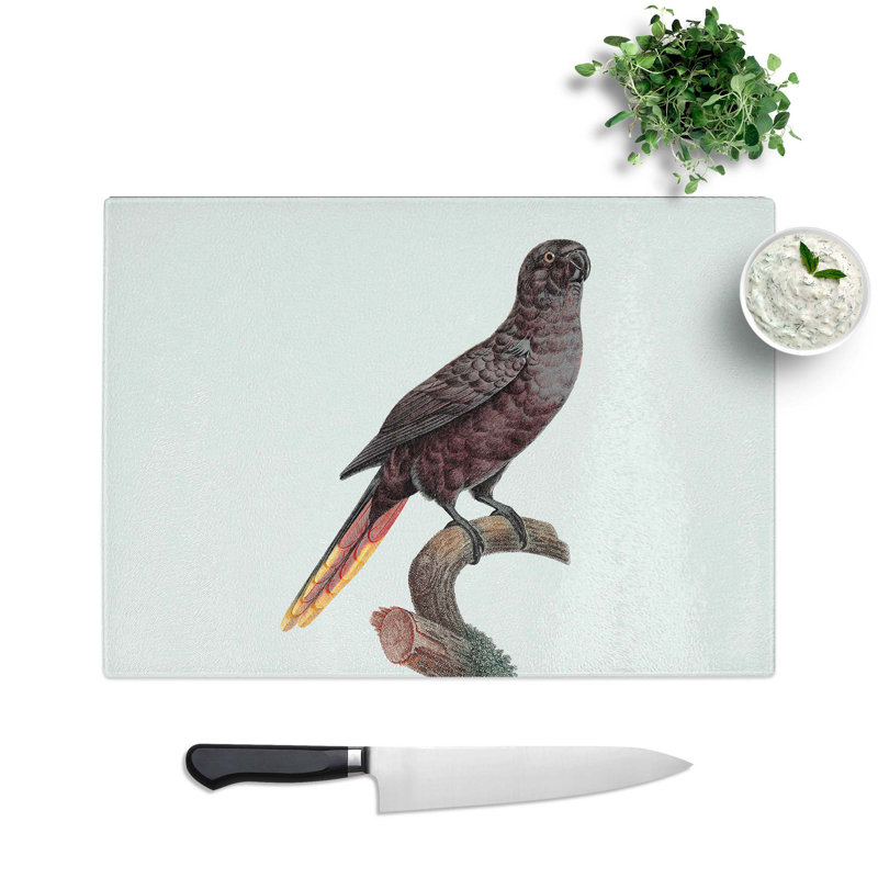 Tempered Glass Black Lory Chopping Board, 39 cm W x 28.5 cm L