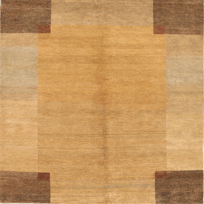 Tapis contemporain brun / beige, Carré 6 pi x 6 pi