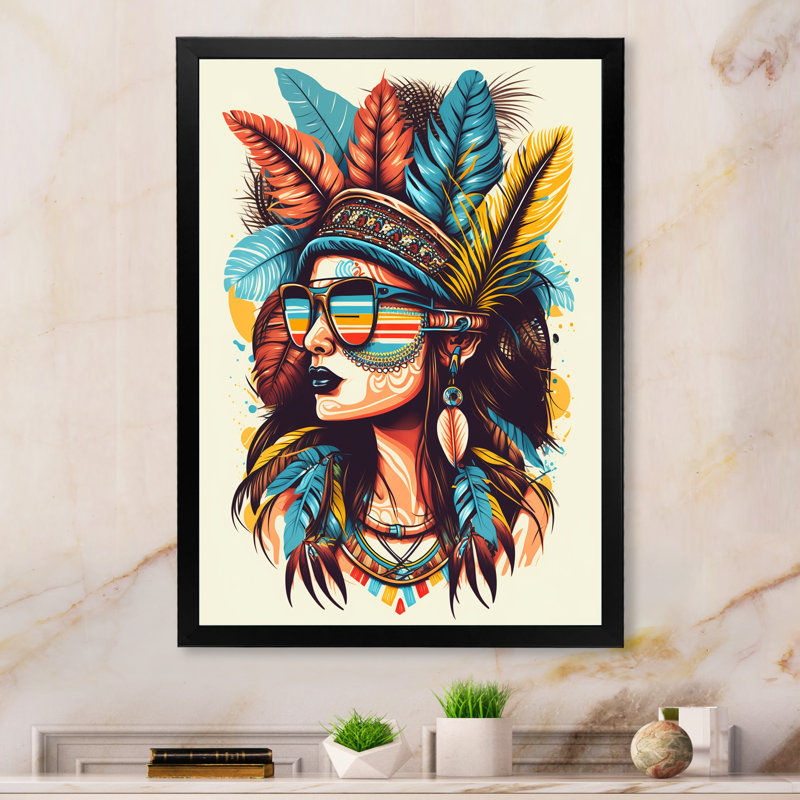 «Contemporary Bohemian Woman», reproduction d'art sur toile, H 32 po x l 16 po x P 1 po, Cadre photo noir