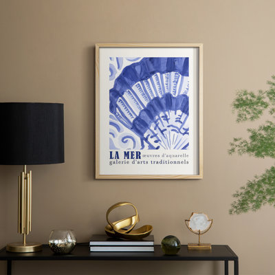 Reproduction d'art encadrée, affiche La Mer II - bois massif