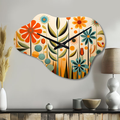 Horloge murale rouge Mid Mid Century