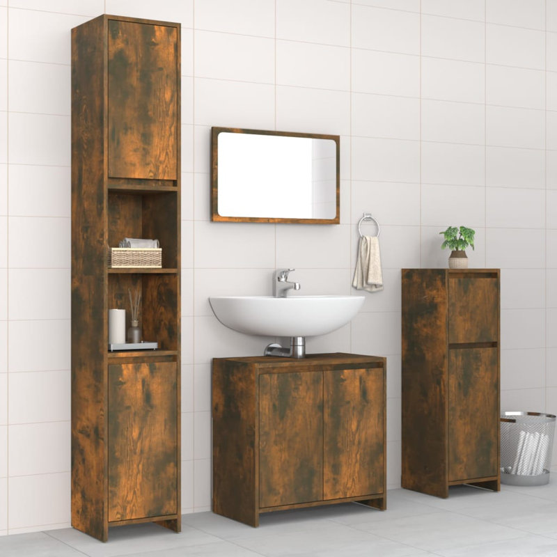 Mustique Bathroom Storage Furniture Set, Smoked Oak