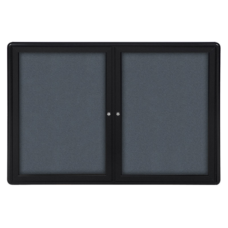Babillard fermé 2 portes Ovation, 2 pi 10 po x 3 pi 11 po , Gris, Noir