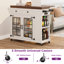   Chariot de cuisine l 39,8 po avec prise de courant à abattant, îlot de cuisine sur roulettes avec armoire de rangement et portes en verre