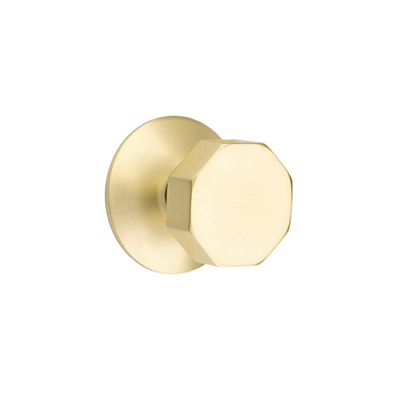 Ensemble de boutons d'intimité Emtek avec rosette moderne et bouton octogonal, Laiton satiné