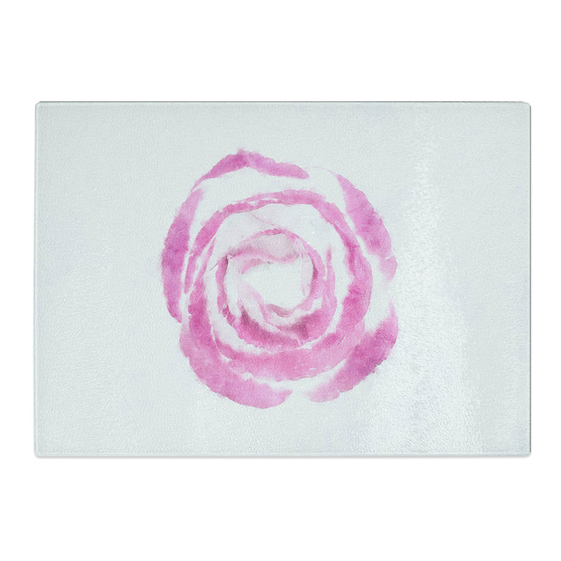Tempered Glass Pink Lisianthus Flower Chopping Board, 28.5 cm x 39 cm