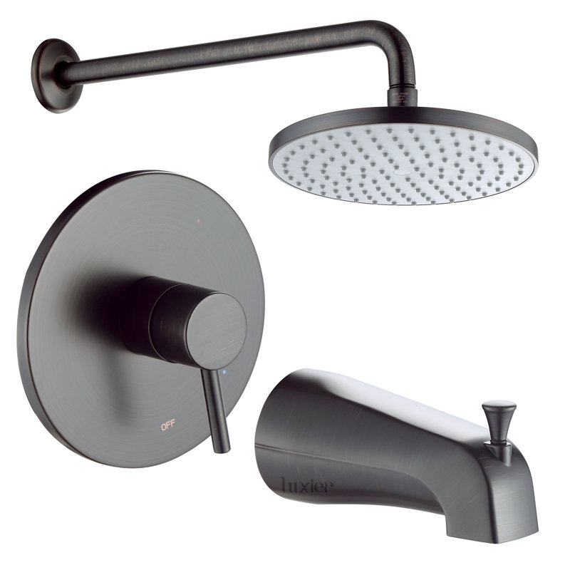 Rainfall Pressure-Balanced Tub and Shower Faucet with Rough-in Valve, Oil Rubbed Bronze