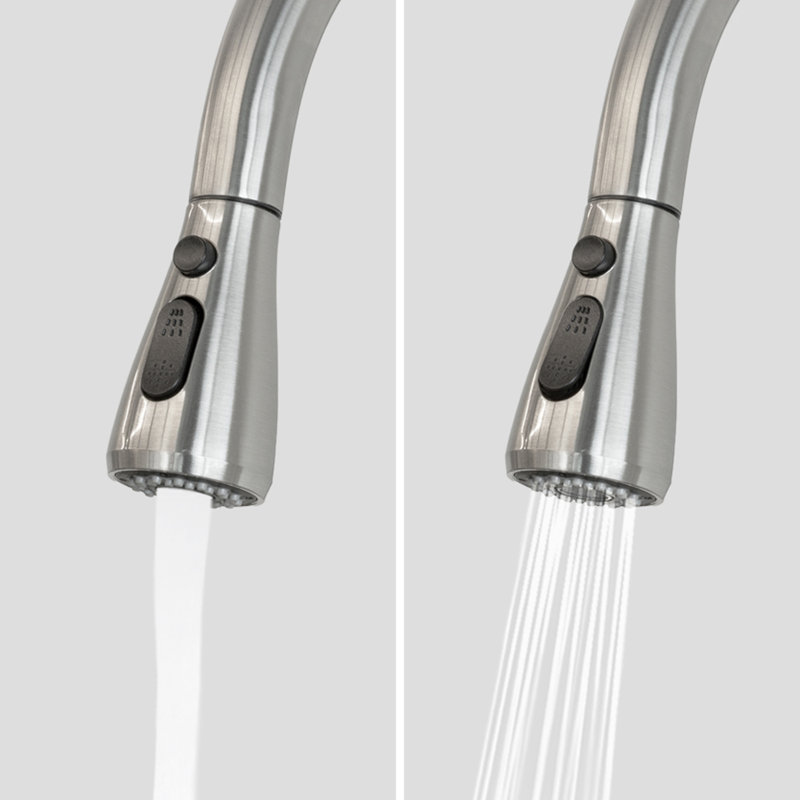 Robinet de cuisine rétractable à poignée simple avec plaque de pont, poignées et conduites d'alimentation