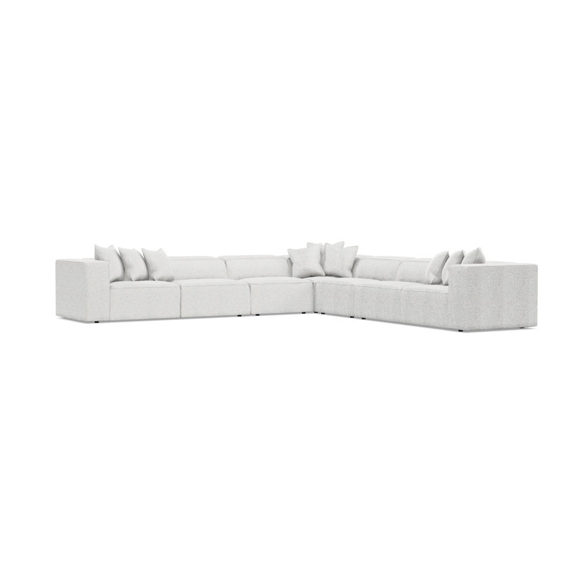 Bernhardt Bliss 5-Piece Fabric Sectional, White Polyester, 28" H x 160.5" W x 160.5" D