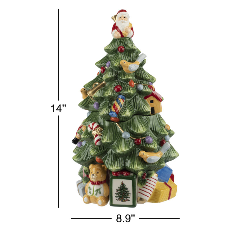 Spode Christmas Tree Tree Cookie Jar 12.25"