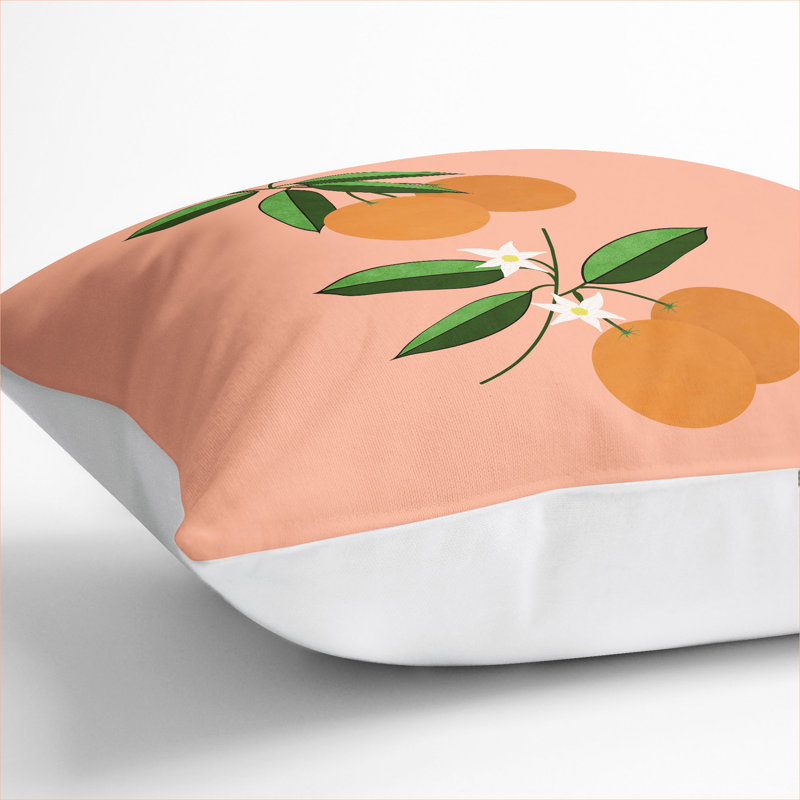 Orange Blossom Square Throw Cushion, White, 40cm H x 40cm W x 15cm D